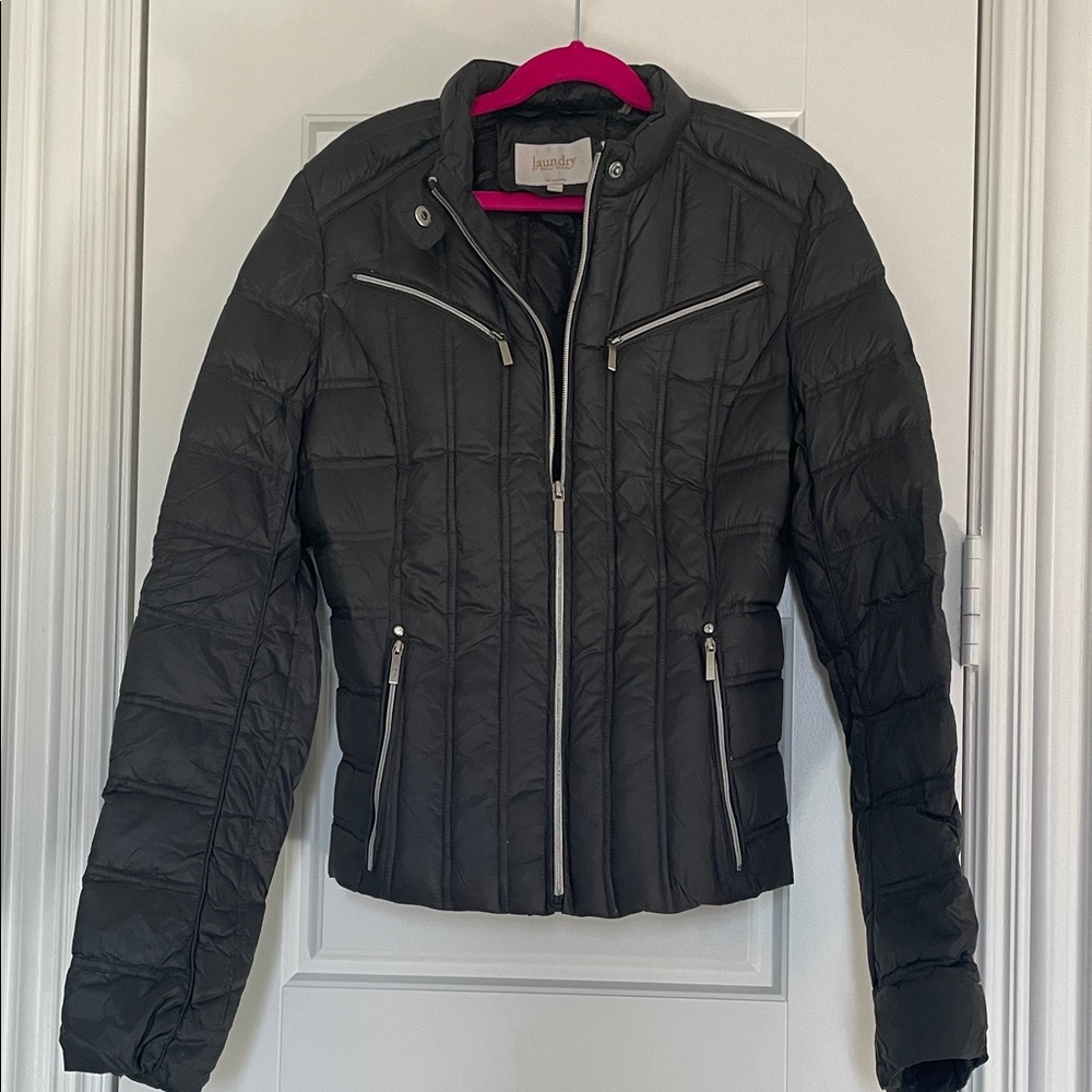 Laundry By Shelli Segal Charcoal Quilted Puffer Jacket